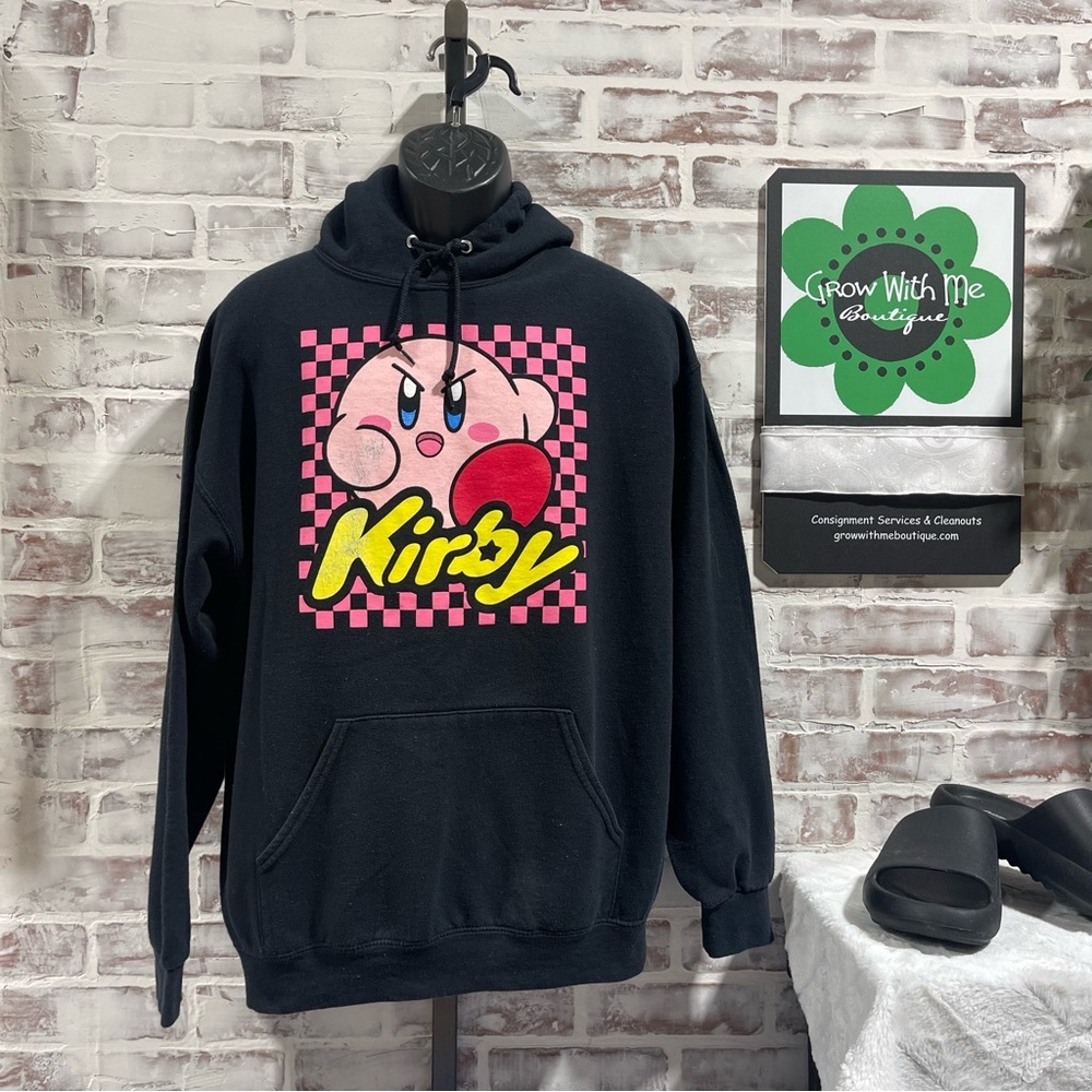 Black Kirby Hoodie with Pink and Red Design adult large